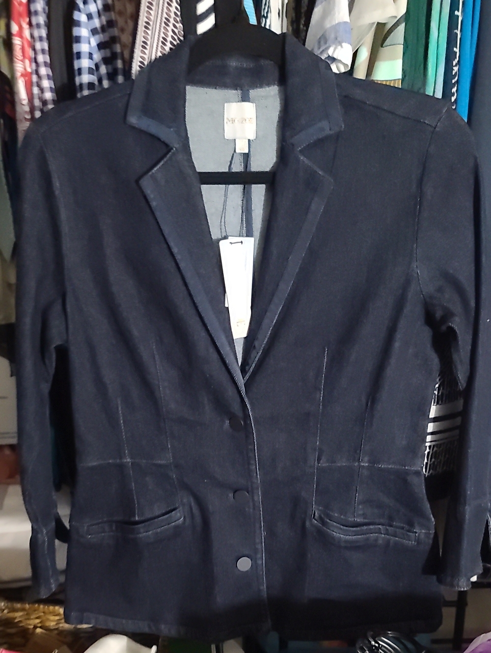 NIC+ZOE Dark Navy Denim Blazer Jacket